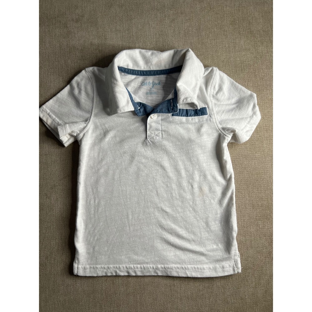 Cat & Jack Toddler Boys 2T Grey Space Dye Short Sleeve Henley Button Shirt